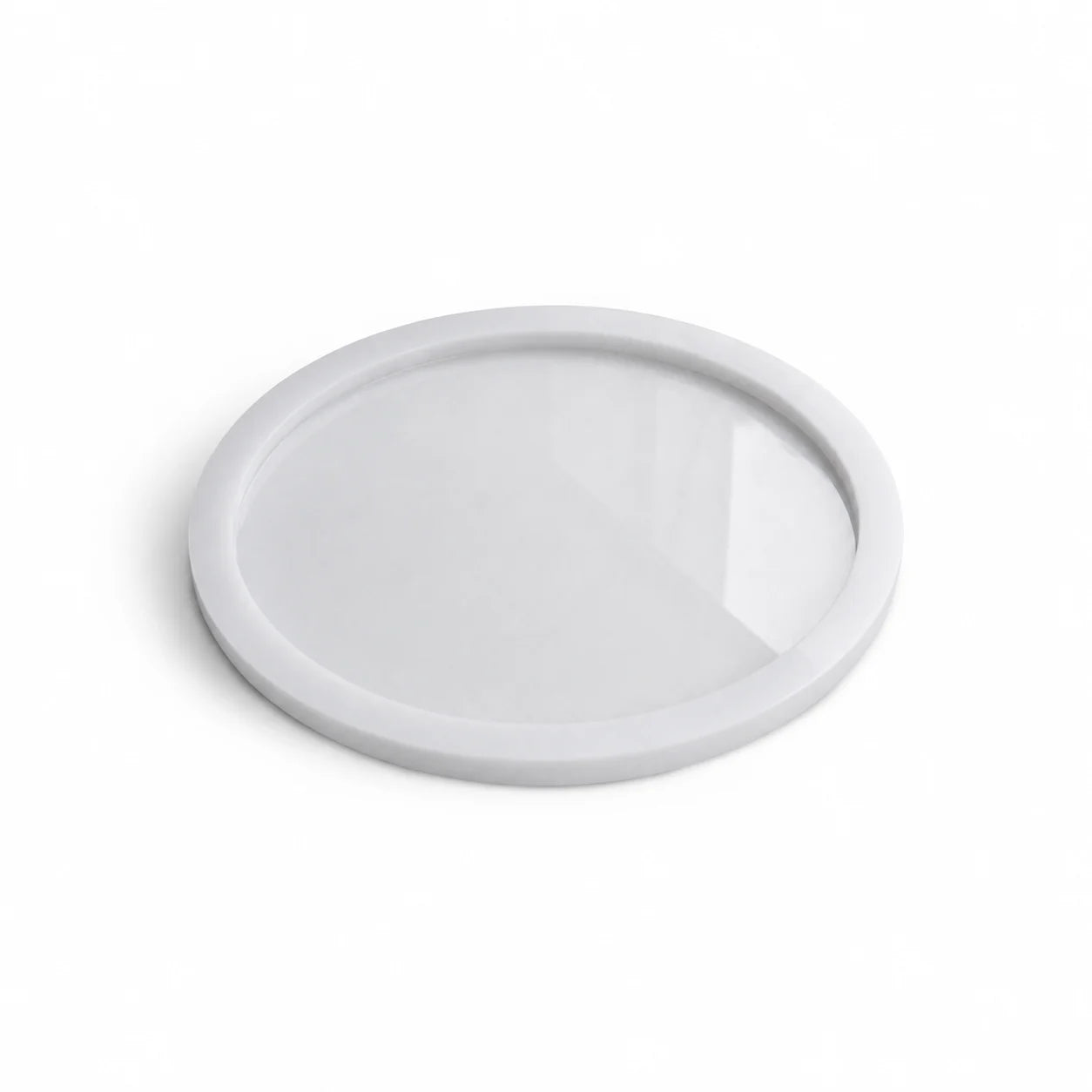 Bandeja Circle de Acrílico Personalizada em acrílico branco
