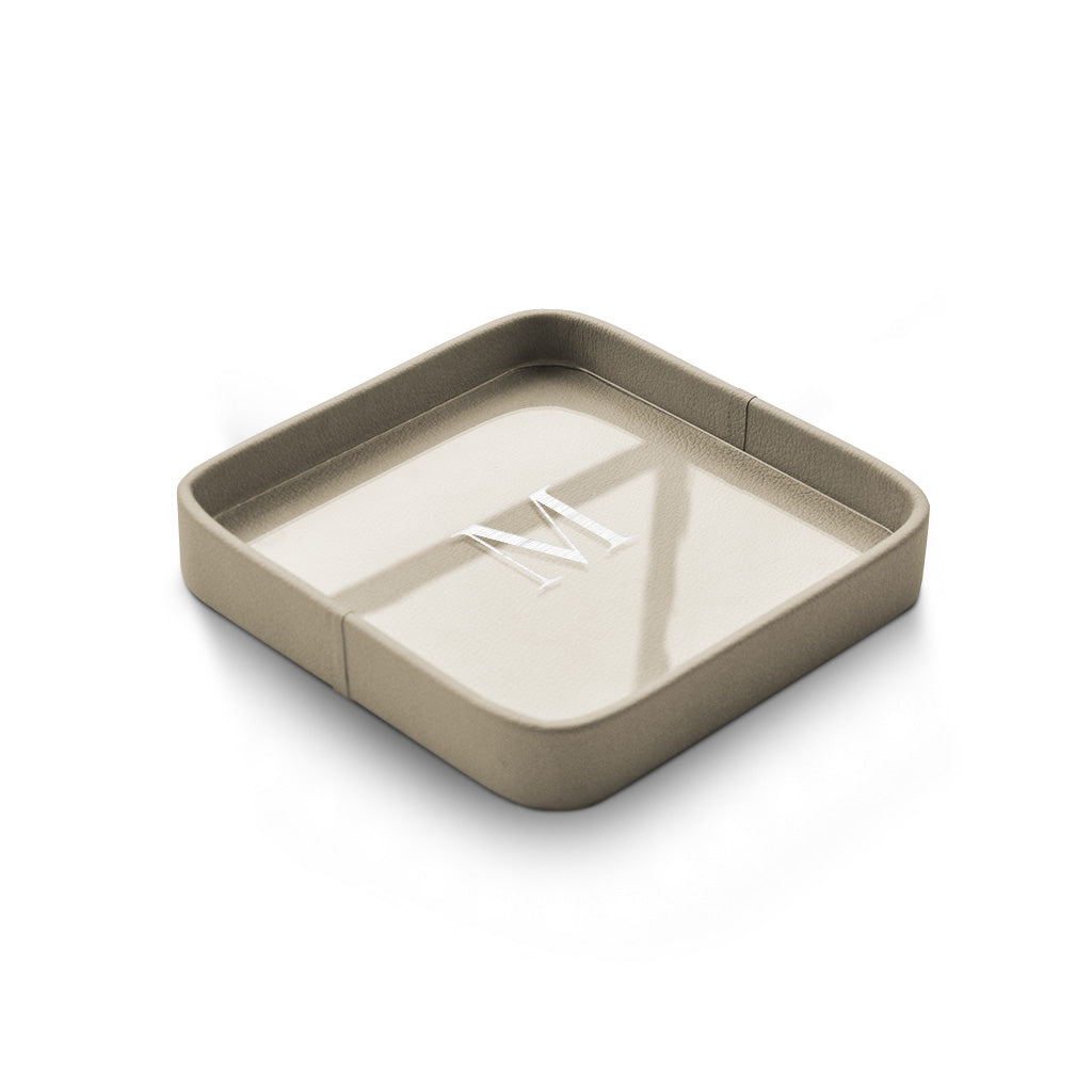 Bandeja Quadrada de Couro Personalizada — bandeja quadrada off white