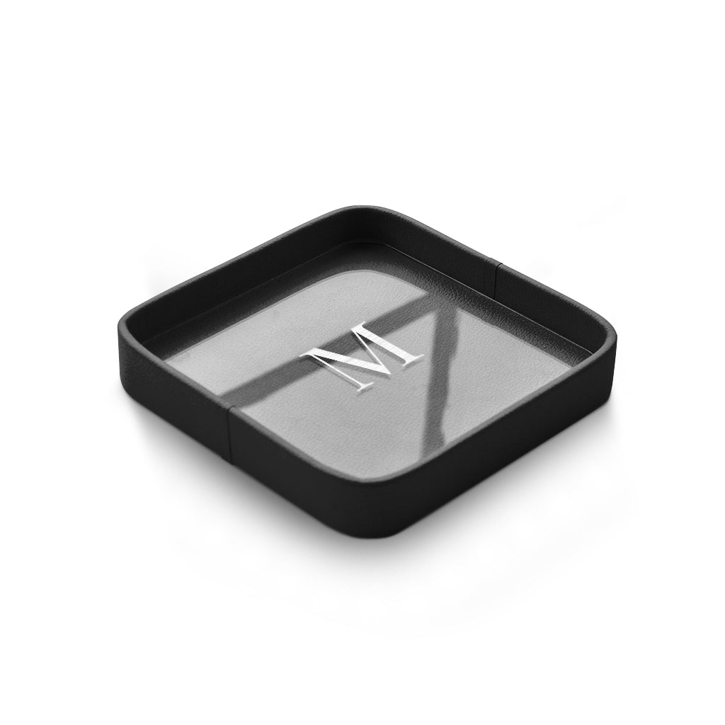 Bandeja Quadrada de Couro Personalizada — bandeja quadrada preto