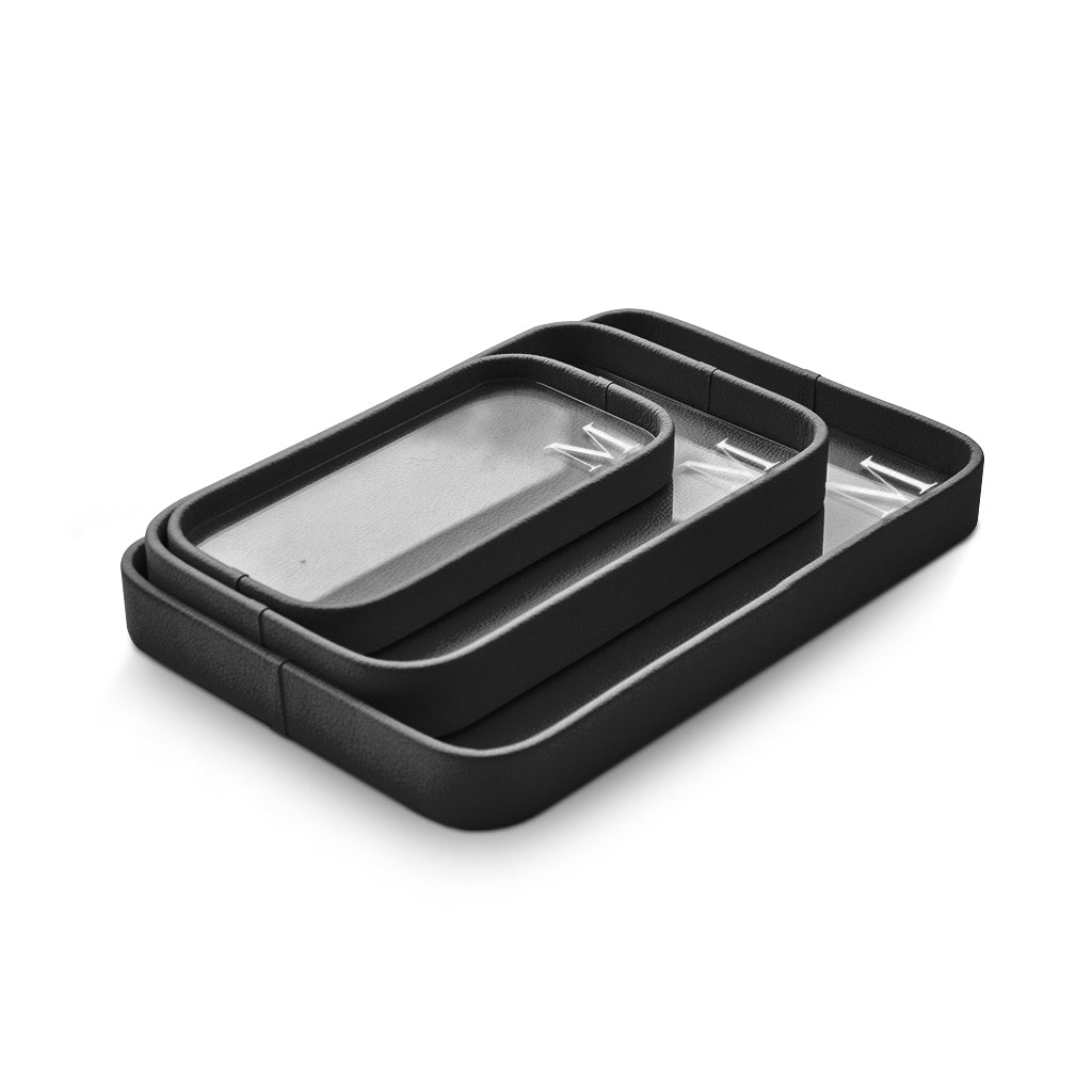 Bandeja Trio de Couro Personalizada — bandeja trio preto