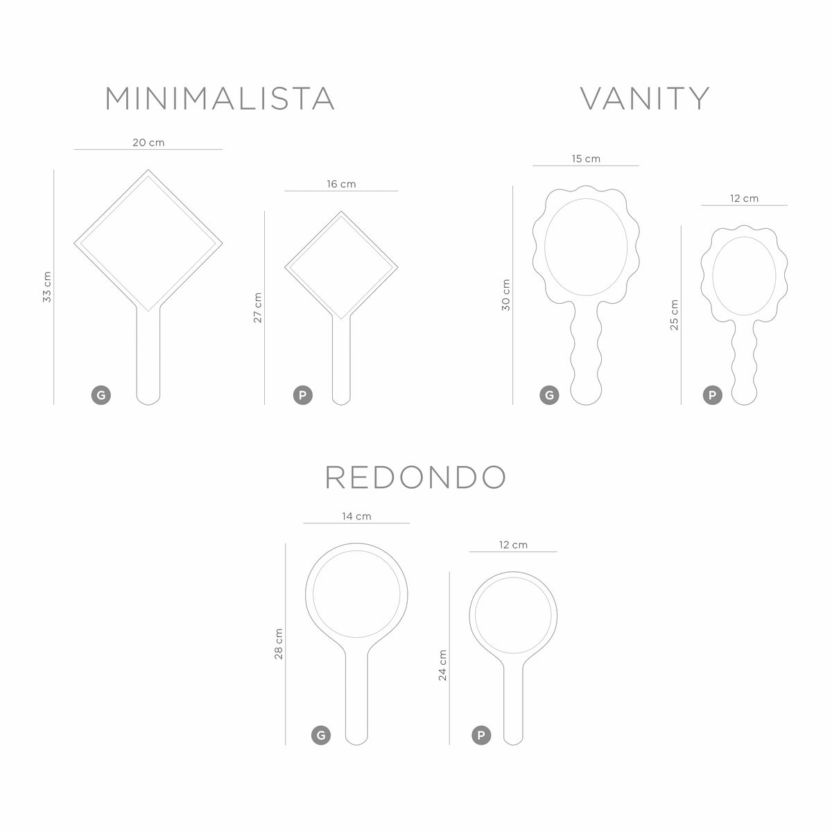 Espelho de Mão Minimalista Grande Personalizado — imagem 1