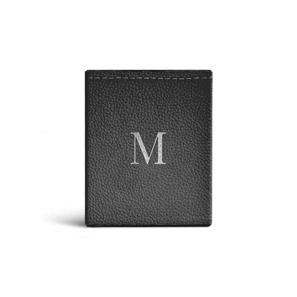 Kit Porta-Caneta e Clips de Couro Personalizado — kit escritório preto grande