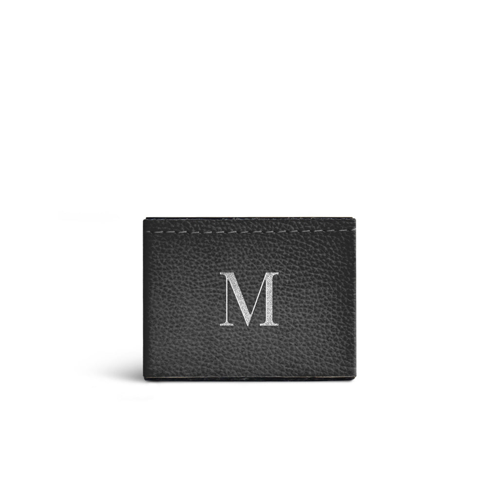 Kit Porta-Caneta e Clips de Couro Personalizado — kit escritório preto pequeno