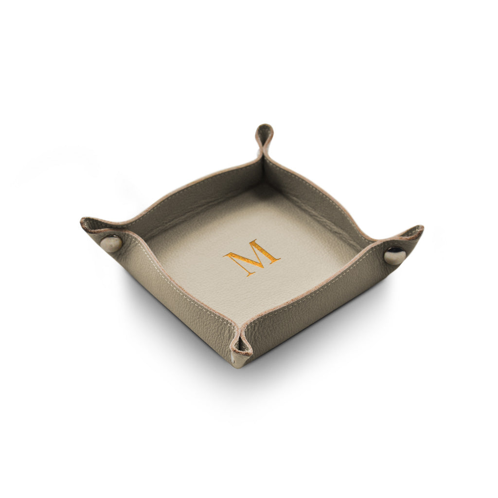 Bandeja Catchall de Couro Personalizada — porta treco off white