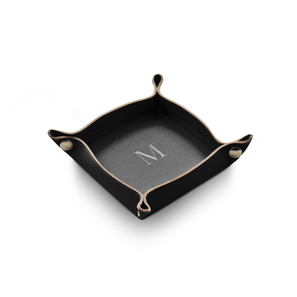 Bandeja Catchall de Couro Personalizada — porta treco preto