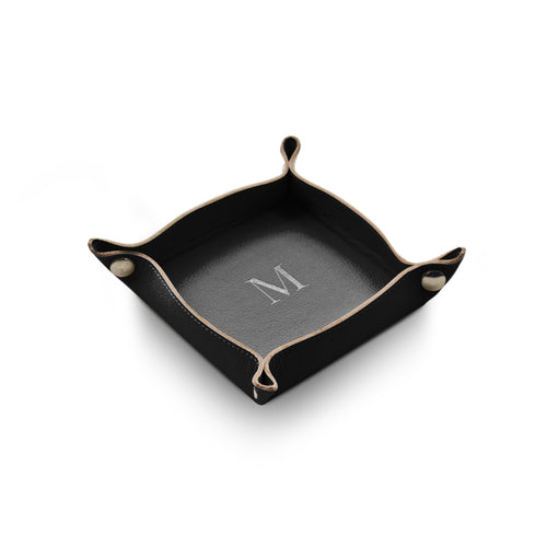 Bandeja Catchall de Couro Personalizada — porta treco preto