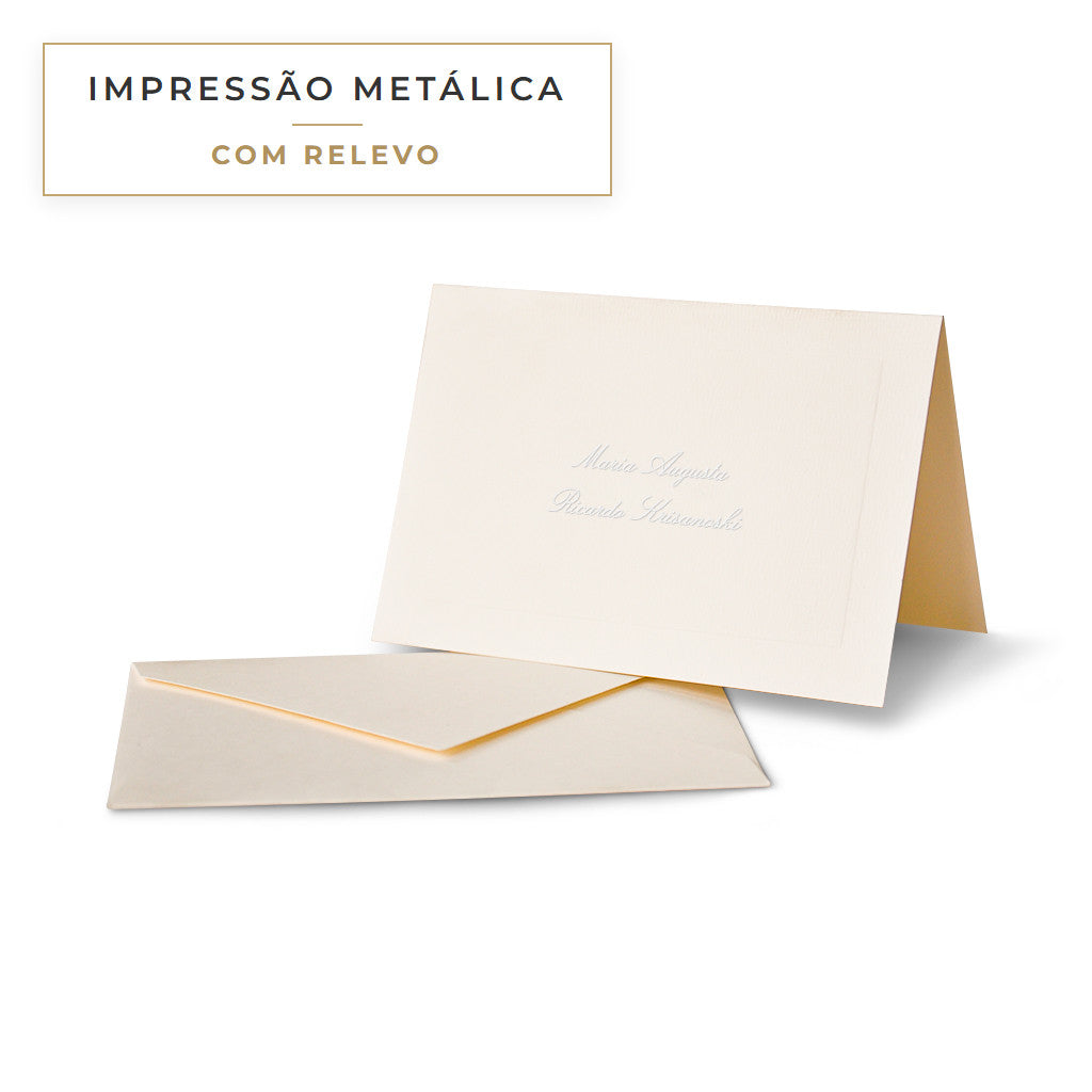 Cartão social — impressão metálica, com relevo