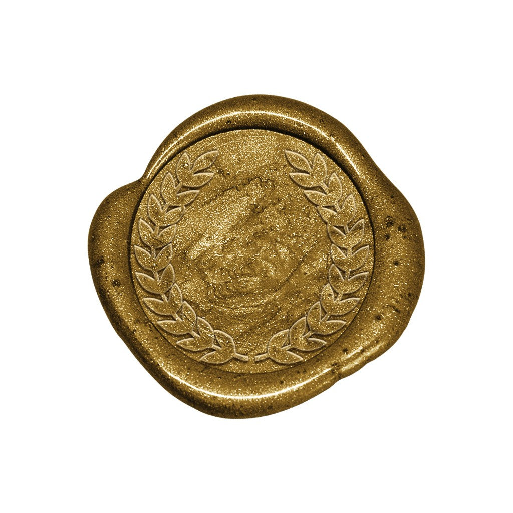 Lacre de cera dourado com monograma